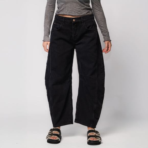 Free People Denim - Free People Black Good Luck Barrel Jeans 31